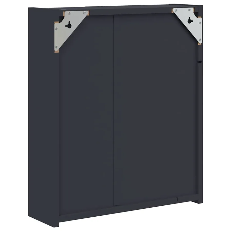 Armoire de salle de bain à miroir avec LED gris 45x13x52 cm - 8