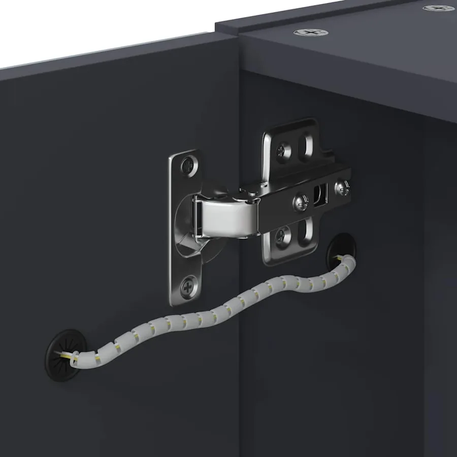 Armoire de salle de bain à miroir avec LED gris 45x13x52 cm - 9
