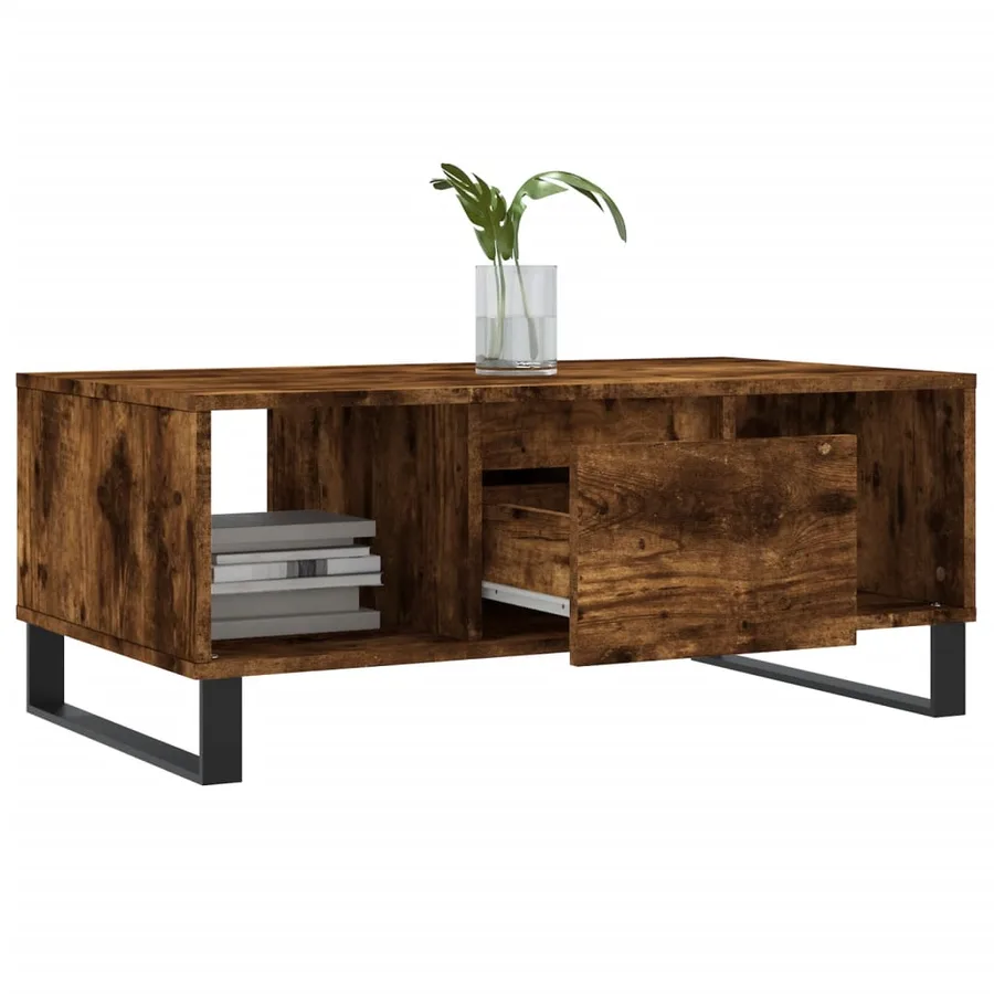 Table basse Chêne fumé 90x50x36,5 cm Bois d'ingénierie - 4