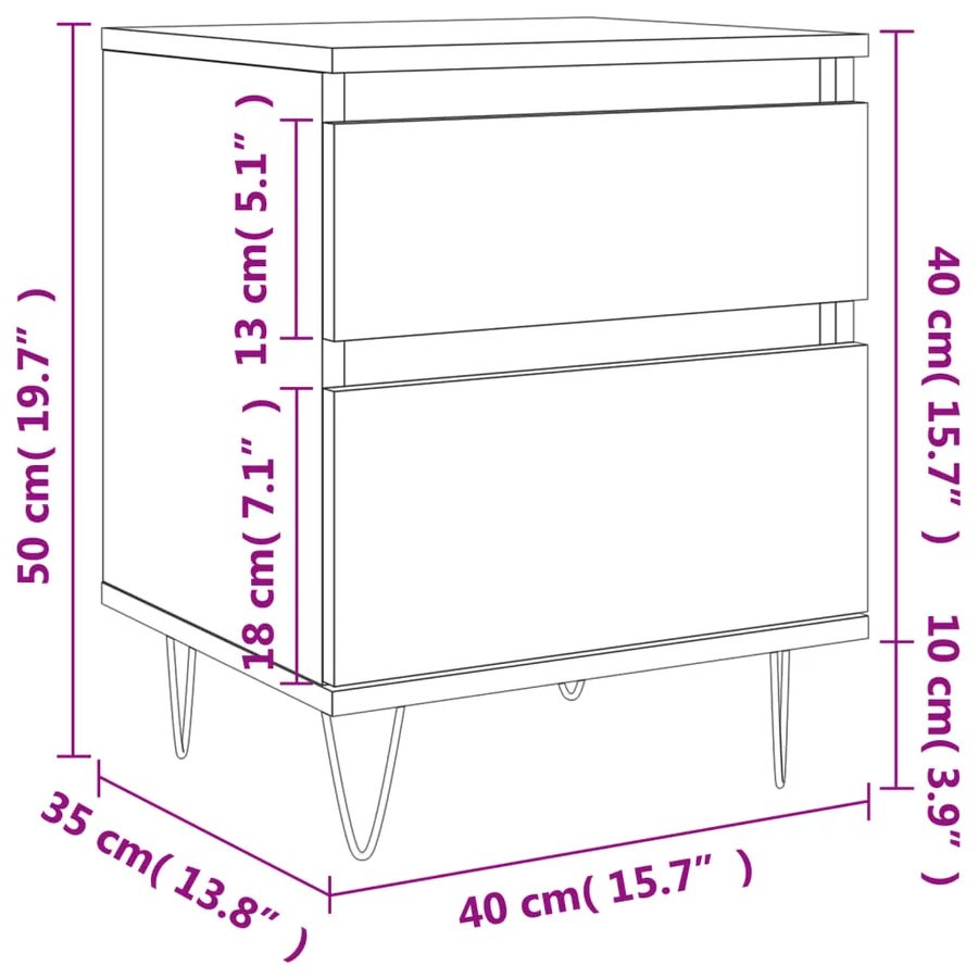 Table de chevet chêne sonoma 40x35x50 cm bois d’ingénierie - 12
