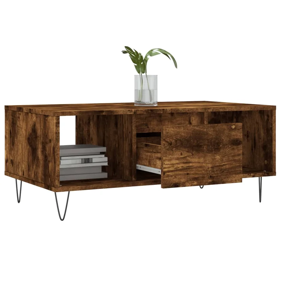 Table basse Chêne fumé 90x50x36,5 cm Bois d'ingénierie - 4