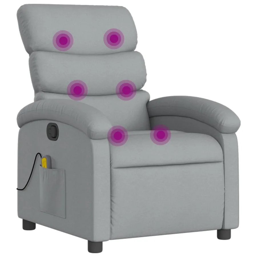 Fauteuil de massage inclinable gris clair tissu - 2