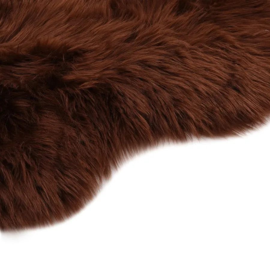Tapis 60 x 90 cm Peau de mouton synthétique Marron - 2