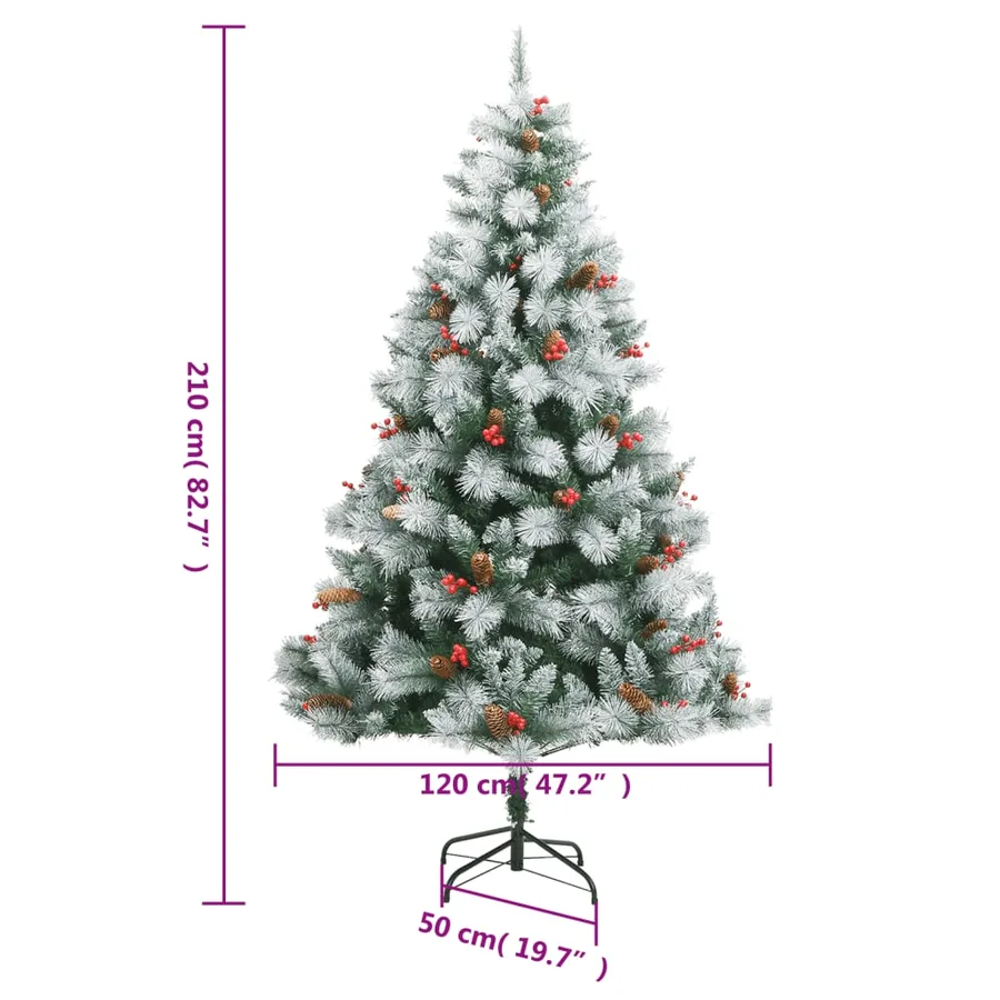 Sapin de Noël artificiel avec pommes de pin et baies 210 cm - 9