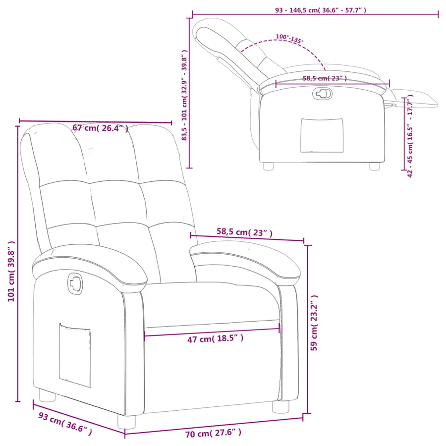 Fauteuil inclinable Marron foncé Tissu - 11