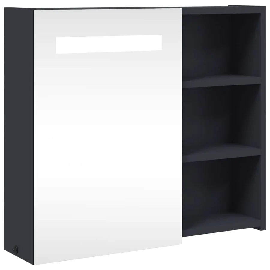 Armoire de salle de bain à miroir avec LED gris 60x13x52 cm - 2