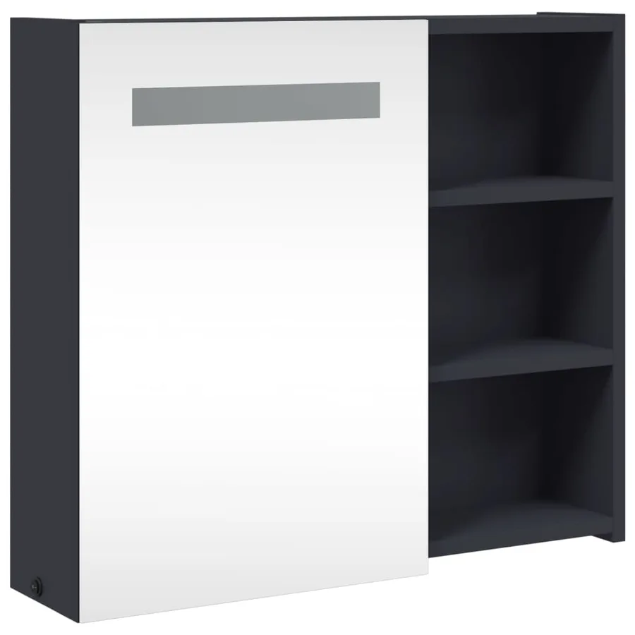 Armoire de salle de bain à miroir avec LED gris 60x13x52 cm - 4
