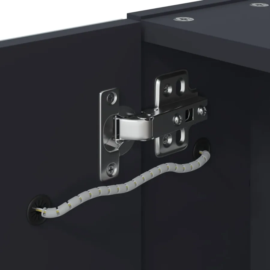 Armoire de salle de bain à miroir avec LED gris 60x13x52 cm - 9