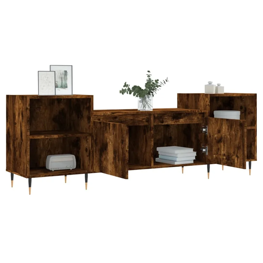 Meuble TV Chêne fumé 160x35x55 cm Bois d'ingénierie - 4