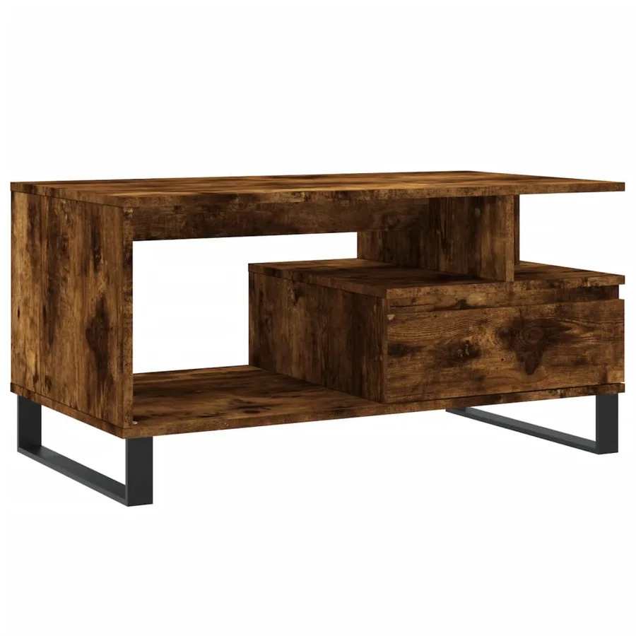 Table basse Chêne fumé 90x49x45 cm Bois d'ingénierie - 2