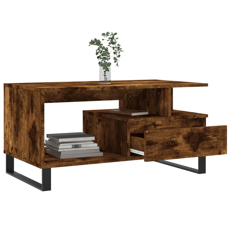 Table basse Chêne fumé 90x49x45 cm Bois d'ingénierie - 4