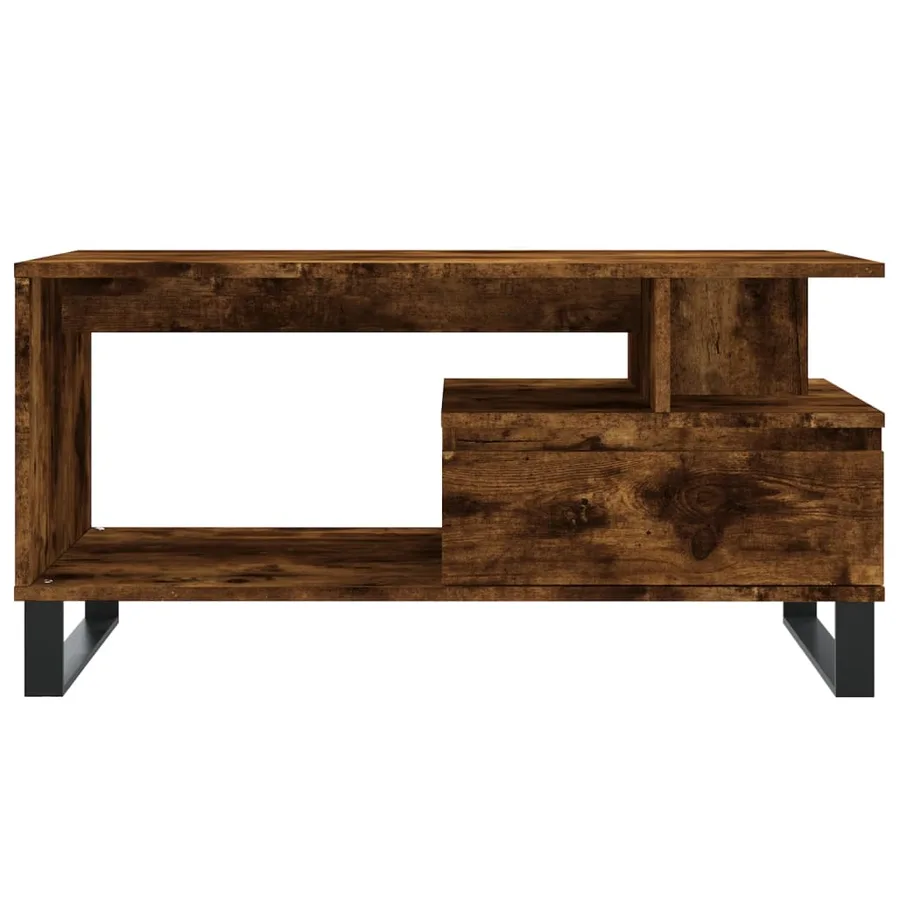 Table basse Chêne fumé 90x49x45 cm Bois d'ingénierie - 5