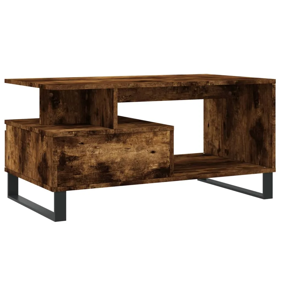 Table basse Chêne fumé 90x49x45 cm Bois d'ingénierie - 8