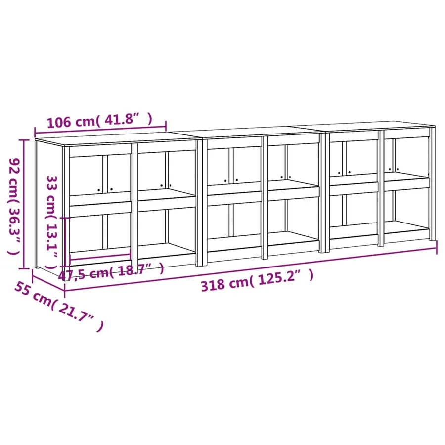 Armoires de cuisine d'extérieur MEPPEL 3 pcs bois de pin massif - 8