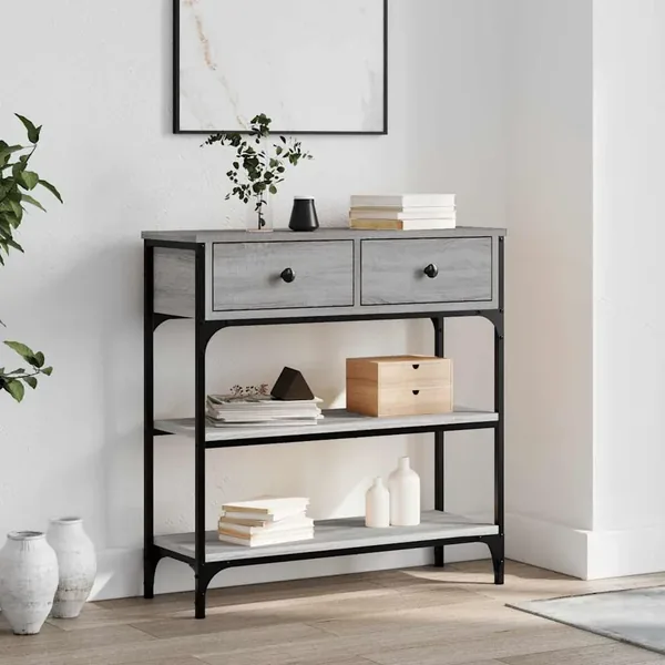 Table console sonoma gris 72,5x25x75 cm bois d'ingénierie