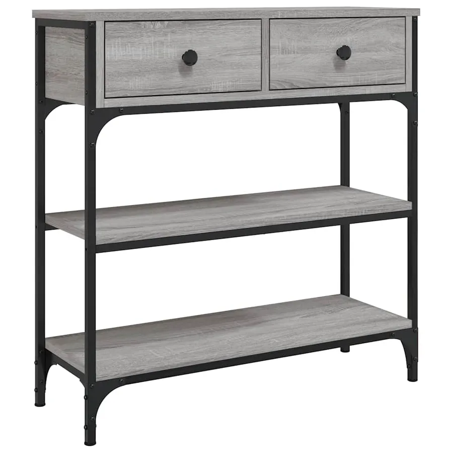 Table console sonoma gris 72,5x25x75 cm bois d'ingénierie - 2