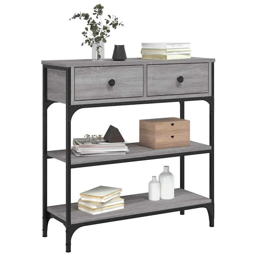 Table console sonoma gris 72,5x25x75 cm bois d'ingénierie - 3