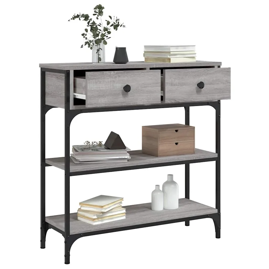 Table console sonoma gris 72,5x25x75 cm bois d'ingénierie - 4