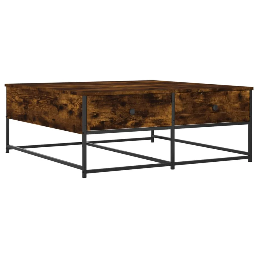 Table basse chêne fumé 100x99x40 cm bois d'ingénierie - 2