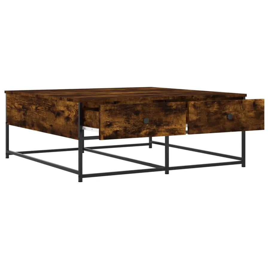 Table basse chêne fumé 100x99x40 cm bois d'ingénierie - 5