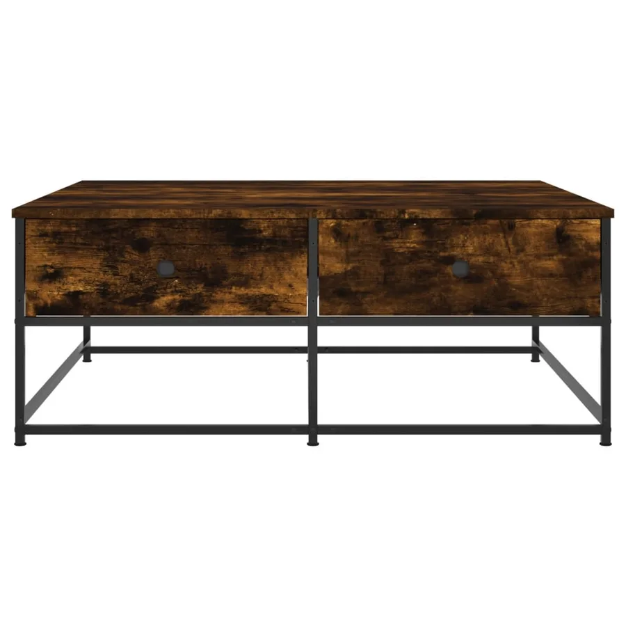 Table basse chêne fumé 100x99x40 cm bois d'ingénierie - 6