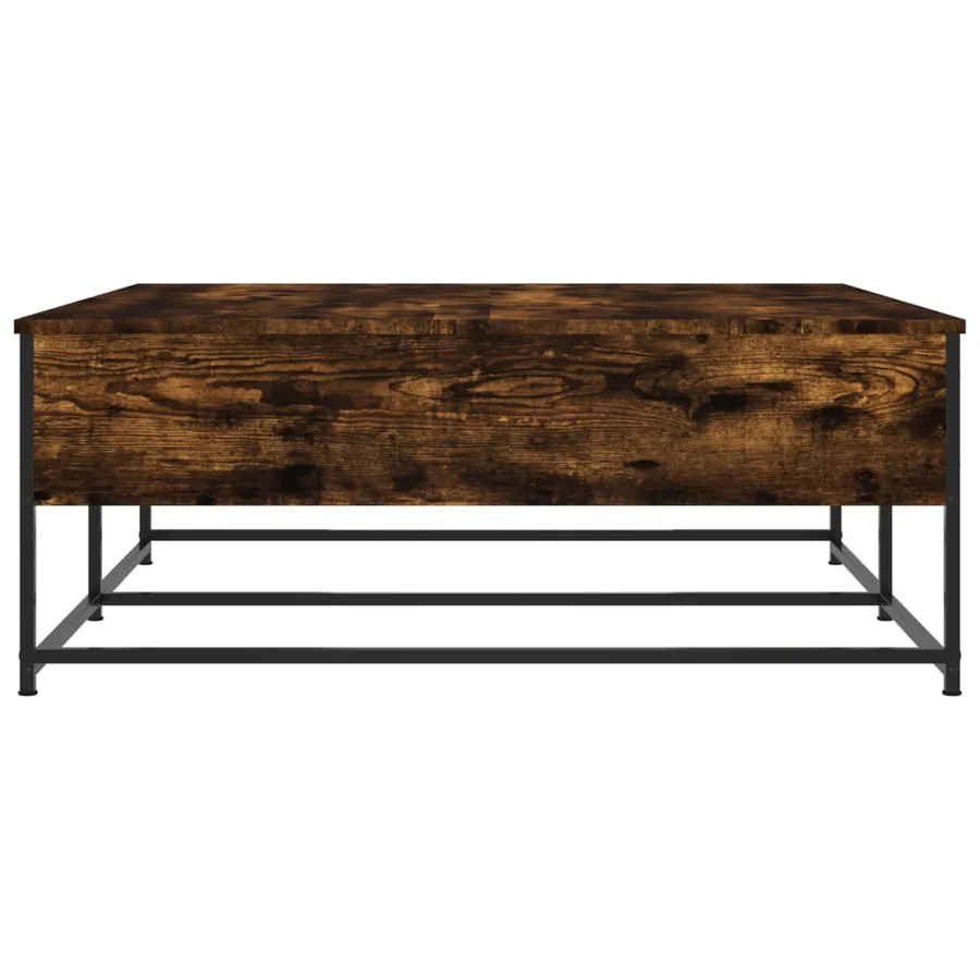 Table basse chêne fumé 100x99x40 cm bois d'ingénierie - 7
