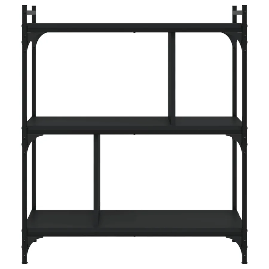 Bibliothèque à 3 niveaux noir 76x32x88 cm bois d'ingénierie - 3