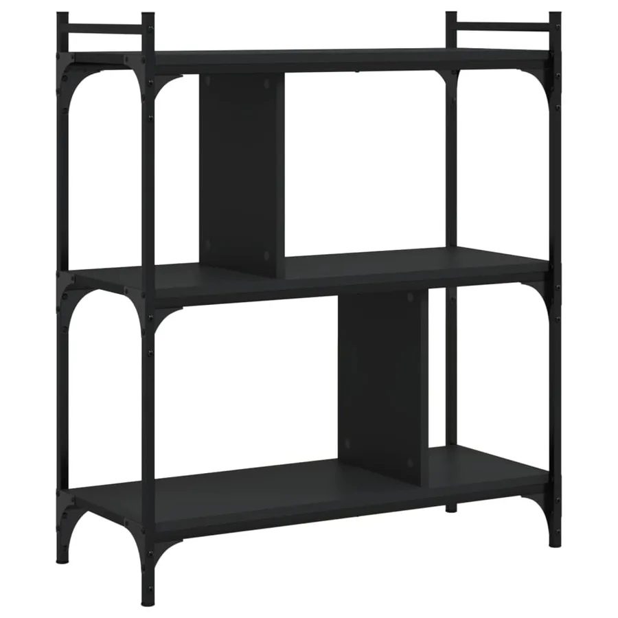 Bibliothèque à 3 niveaux noir 76x32x88 cm bois d'ingénierie - 4