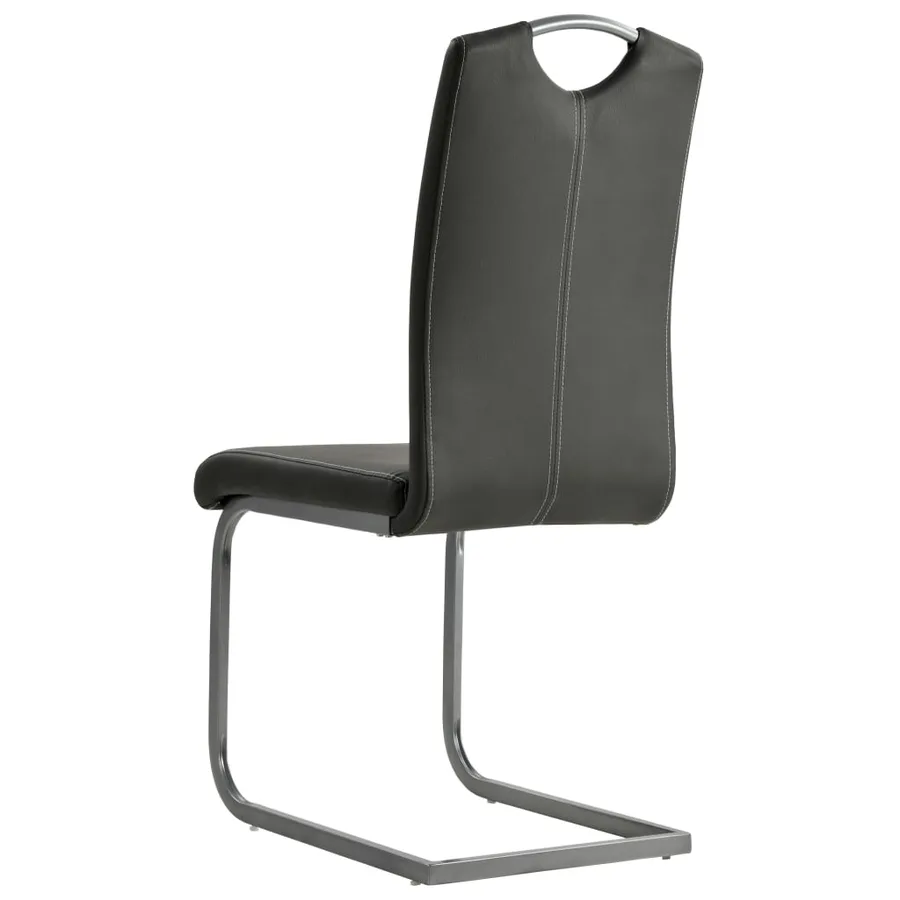 Chaises à manger cantilever lot de 2 gris similicuir - 5