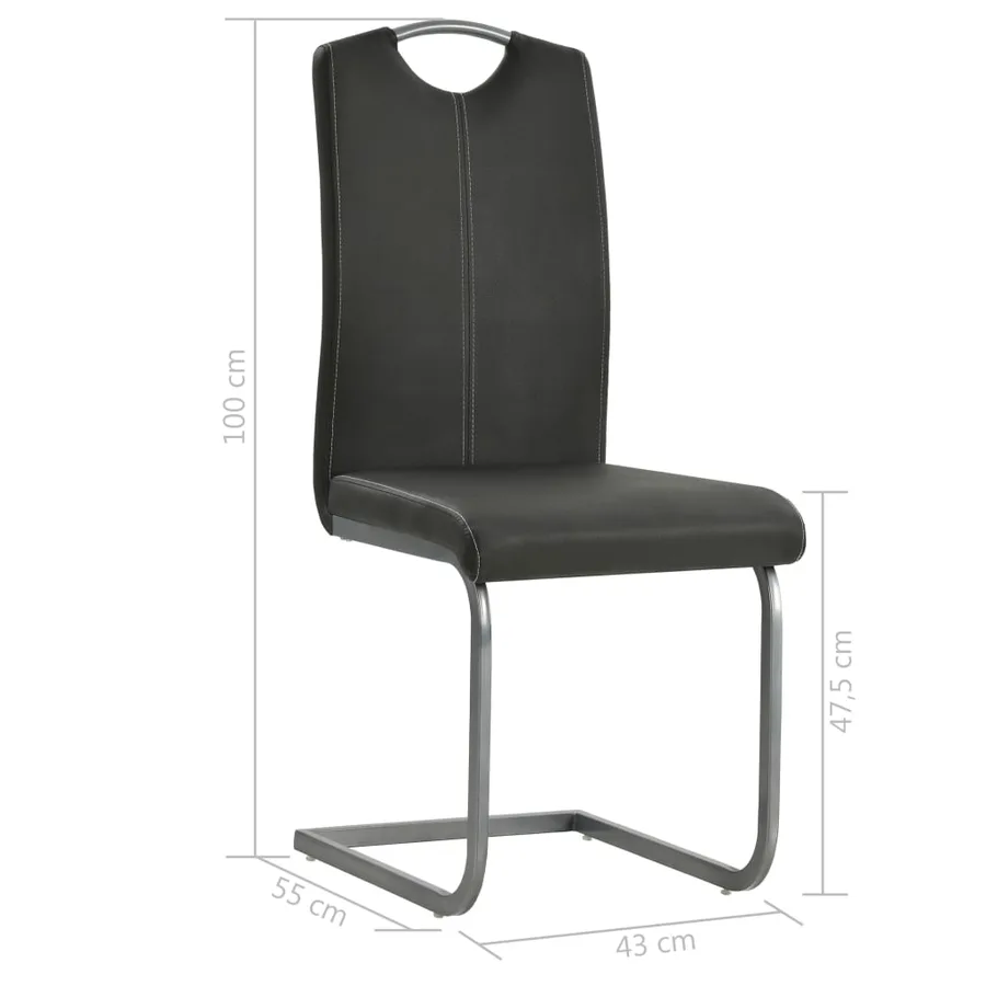 Chaises à manger cantilever lot de 2 gris similicuir - 8