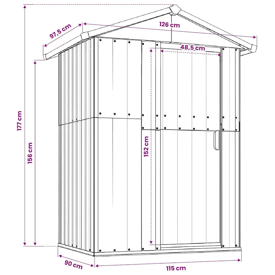 Abri de jardin Vert 126x97,5x177 cm Acier galvanisé - 8