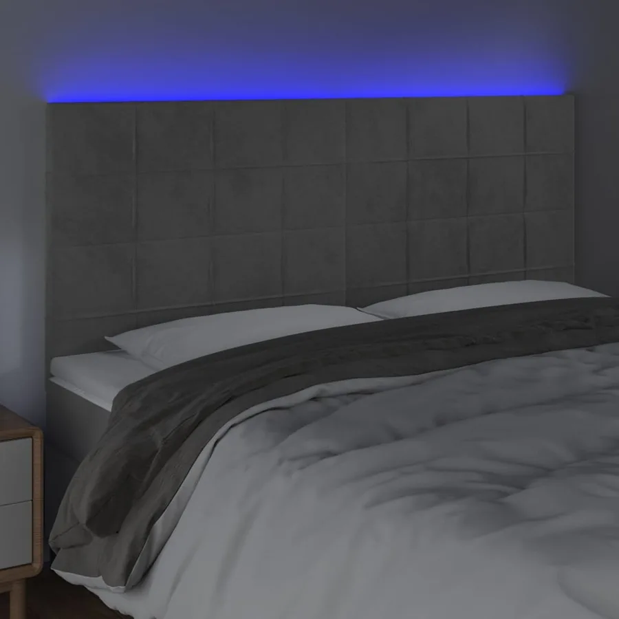 Tête de lit à LED Gris clair 160x5x118/128 cm Velours - 3