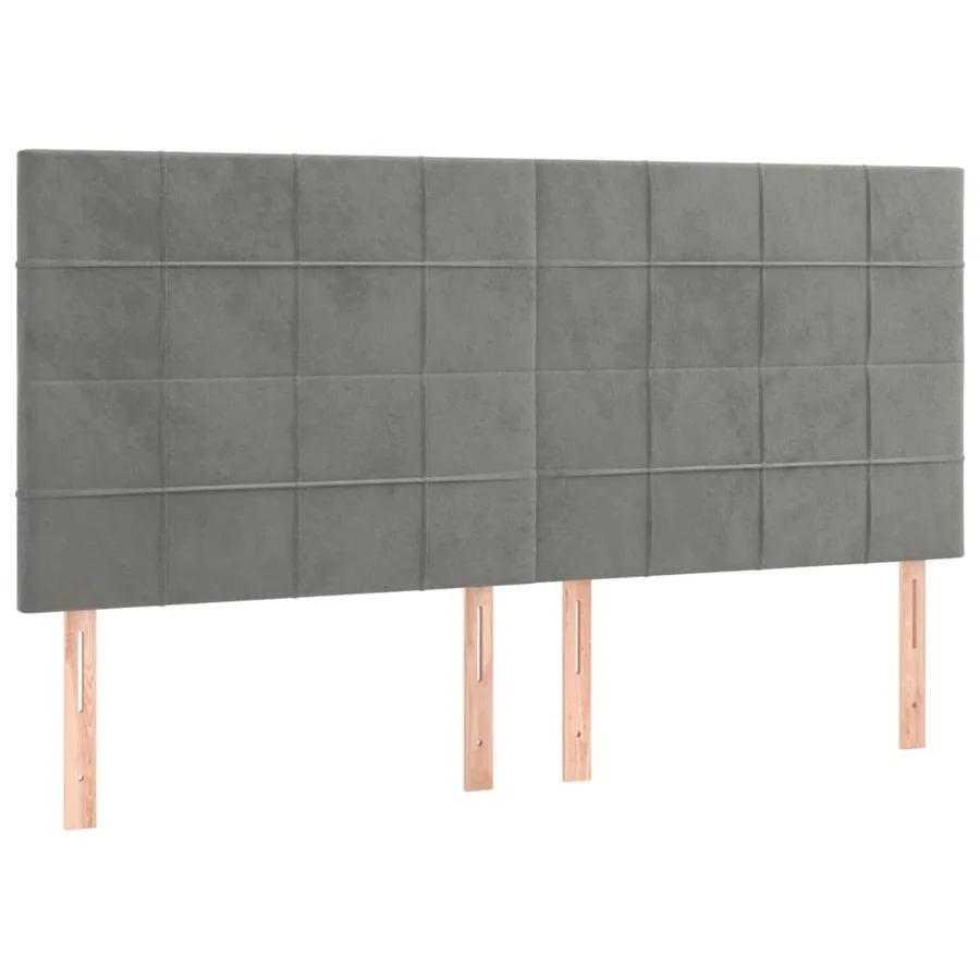 Tête de lit à LED Gris clair 160x5x118/128 cm Velours - 4
