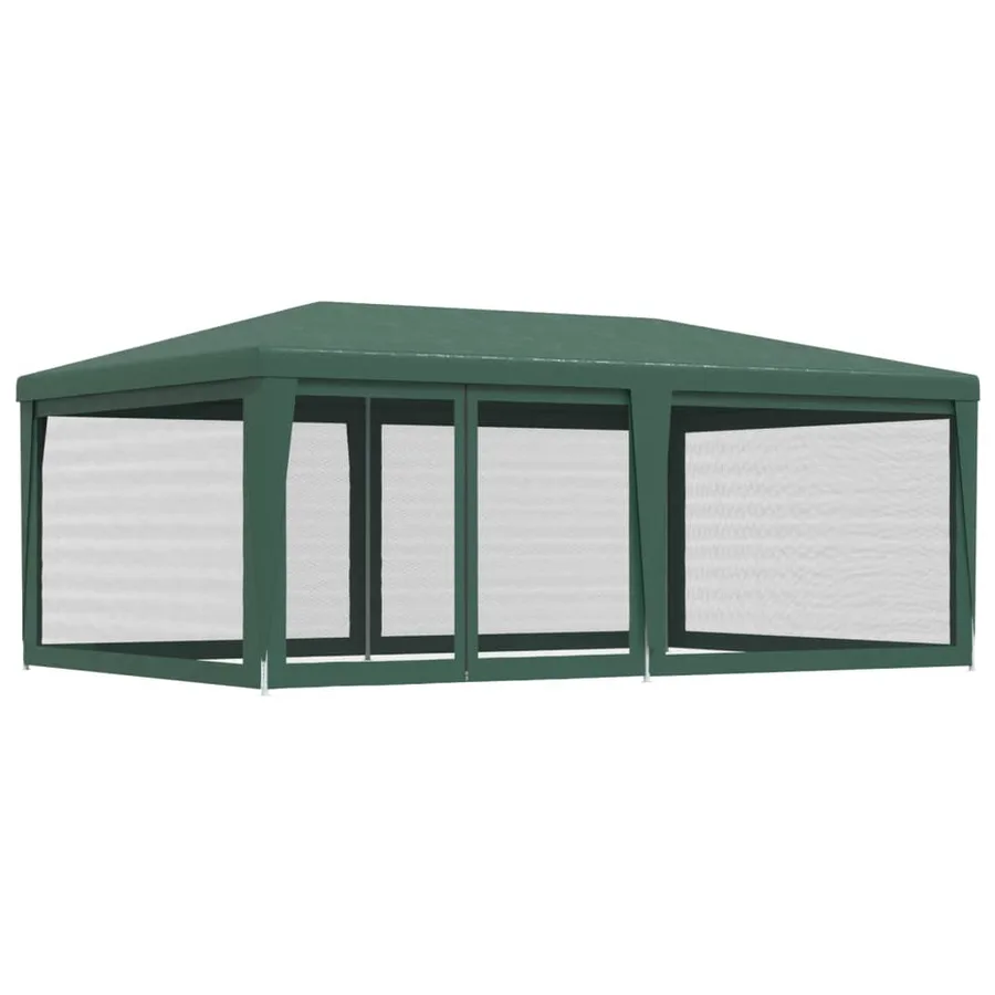 Tente de fête avec 6 parois latérales en maille Vert 6x4 m PEHD - 5