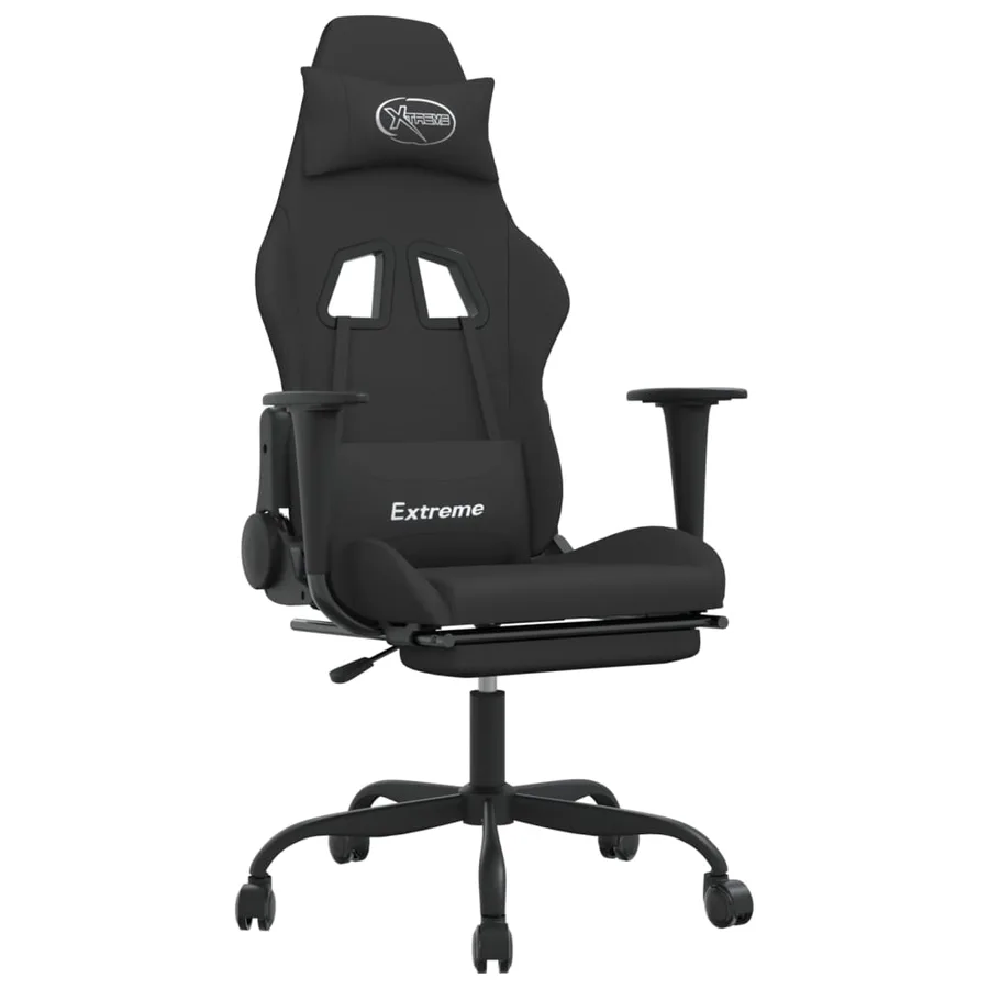 Chaise de jeu avec repose-pied Noir Tissu - 2