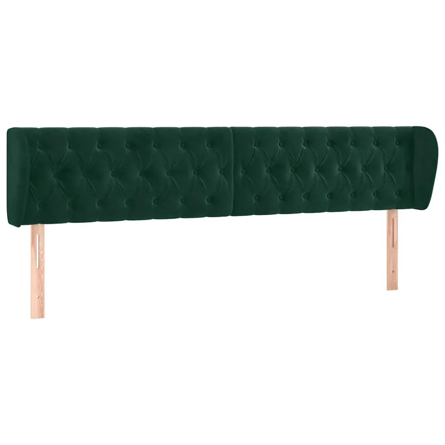 Tête de lit avec oreilles Vert foncé 203x23x78/88 cm Velours - 2