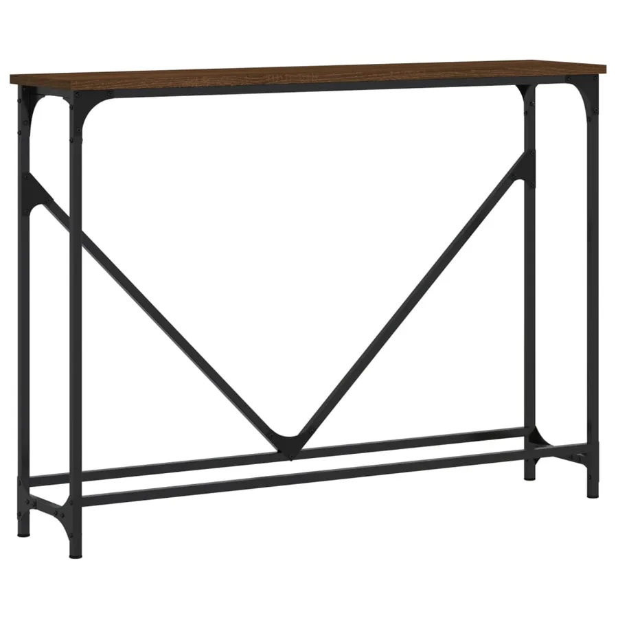 Table console chêne marron 102x22,5x75 cm bois d'ingénierie - 2