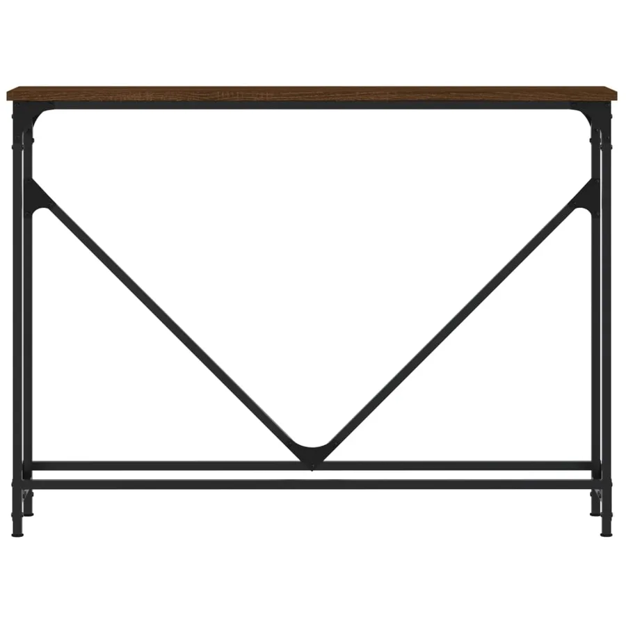 Table console chêne marron 102x22,5x75 cm bois d'ingénierie - 4
