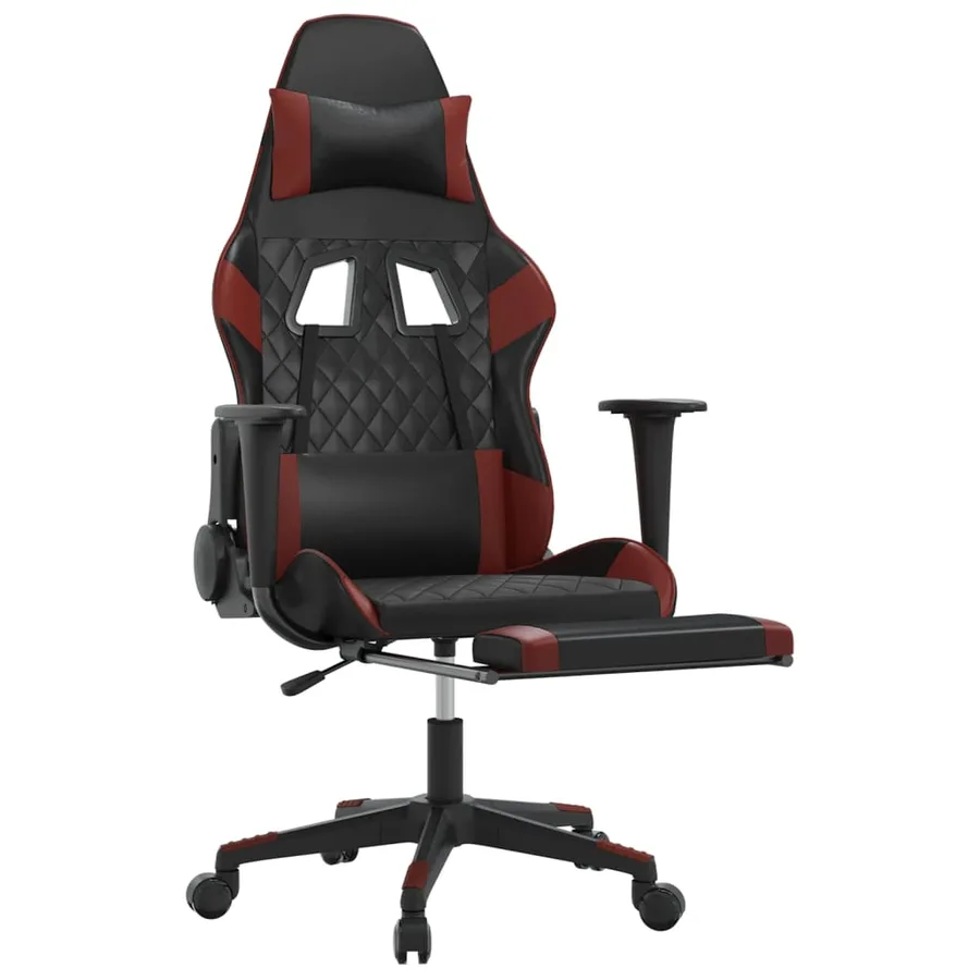 Chaise de jeu de massage repose-pied Noir&Bordeaux Similicuir - 3