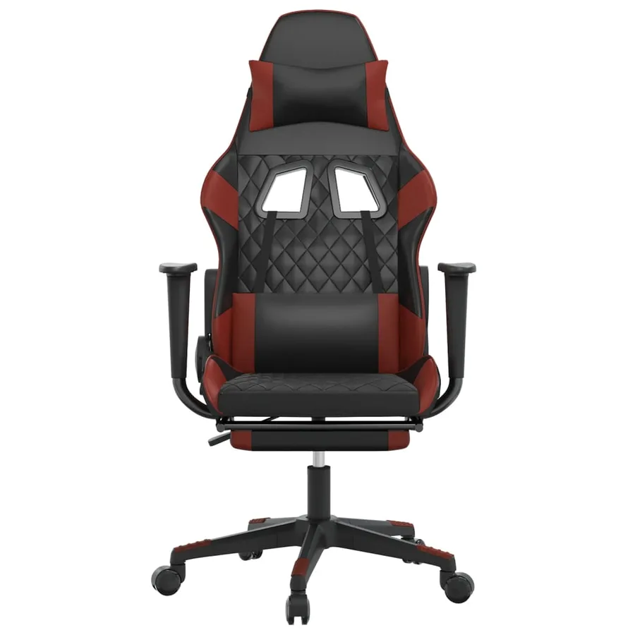 Chaise de jeu de massage repose-pied Noir&Bordeaux Similicuir - 4