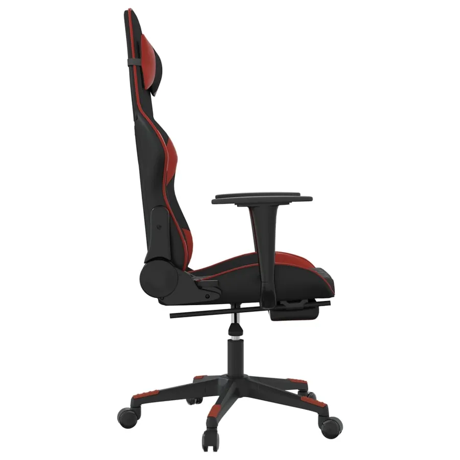 Chaise de jeu de massage repose-pied Noir&Bordeaux Similicuir - 5