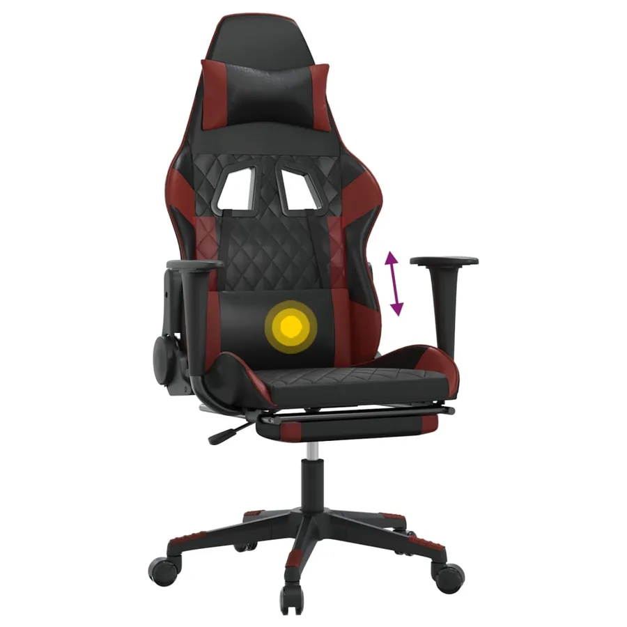 Chaise de jeu de massage repose-pied Noir&Bordeaux Similicuir - 8