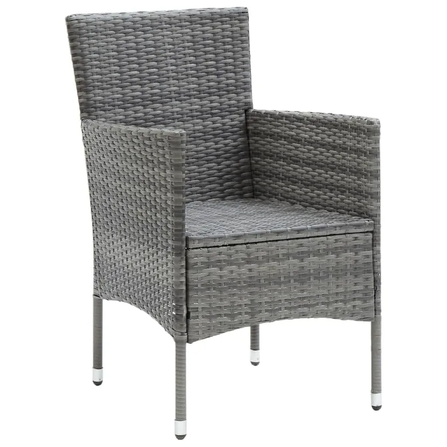 Ensemble à manger de jardin coussins 3pcs Résine tressée Gris - 7