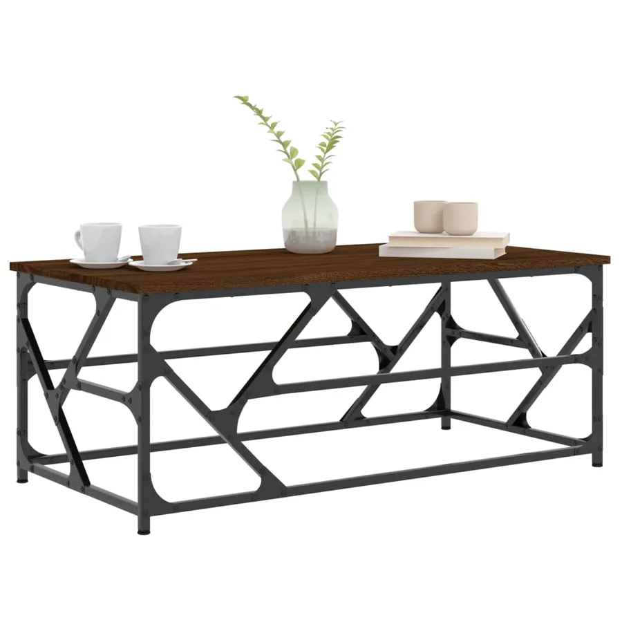 Table basse Chêne marron 100x50x40 cm Bois d'ingénierie - 3