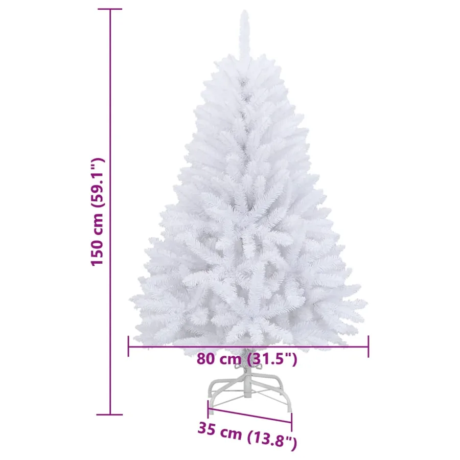 Sapin de Noël artificiel à charnières avec support blanc 150 cm - 8