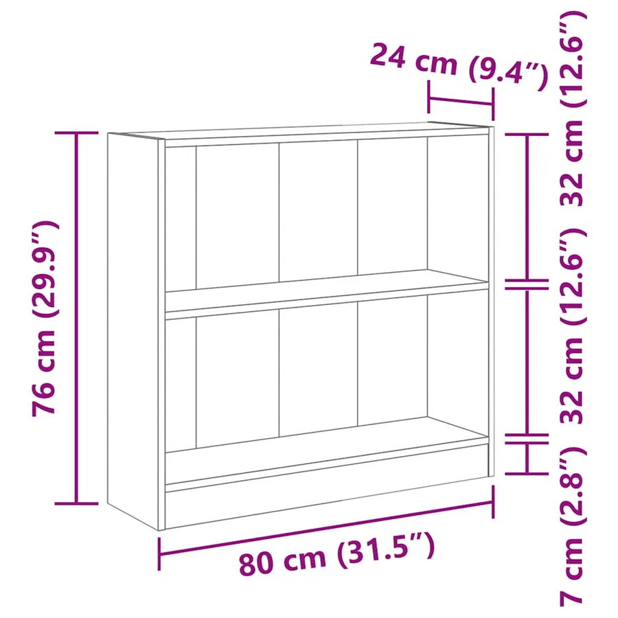 Bibliothèque chêne sonoma 80x24x75 cm bois d'ingénierie - 10