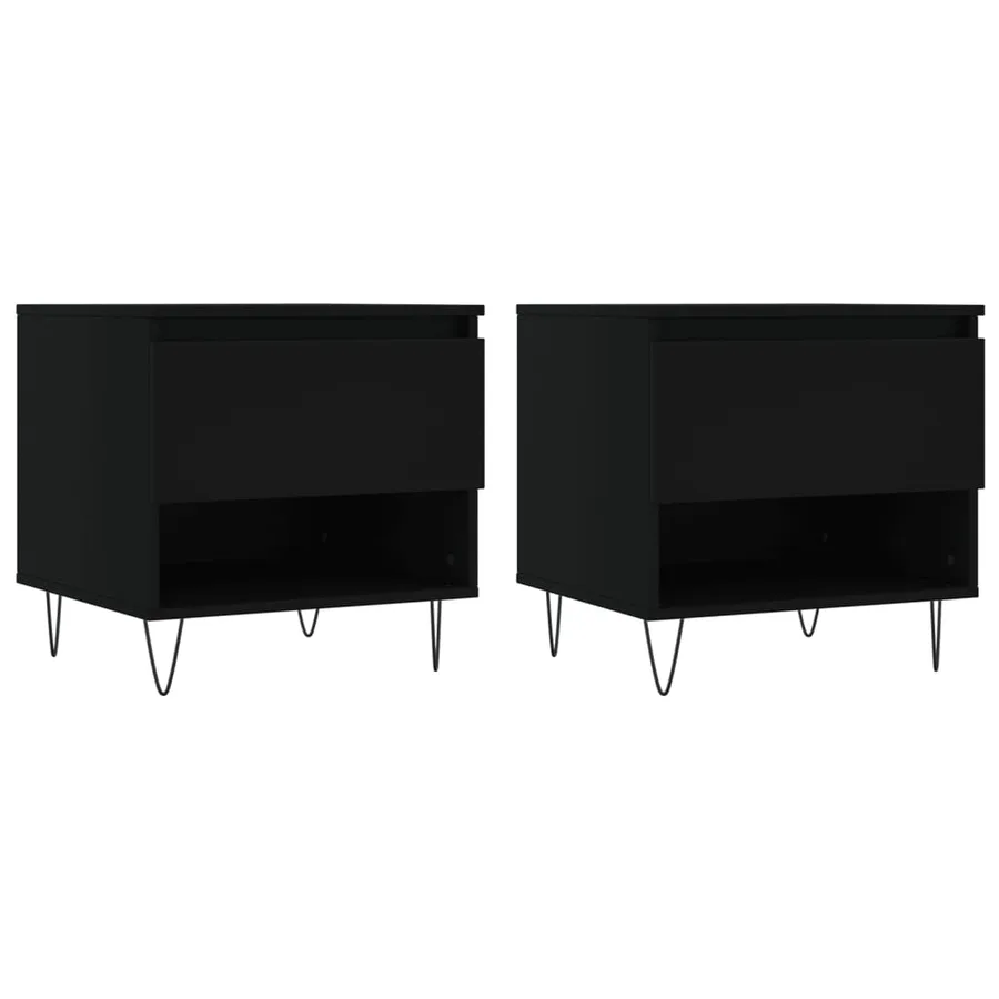 Tables basses 2 pcs noir 50x46x50 cm bois d'ingénierie - 2