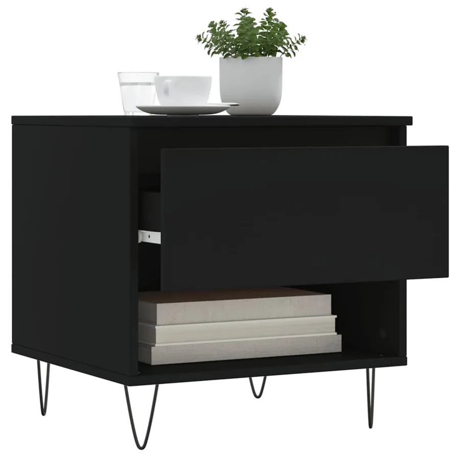 Tables basses 2 pcs noir 50x46x50 cm bois d'ingénierie - 4