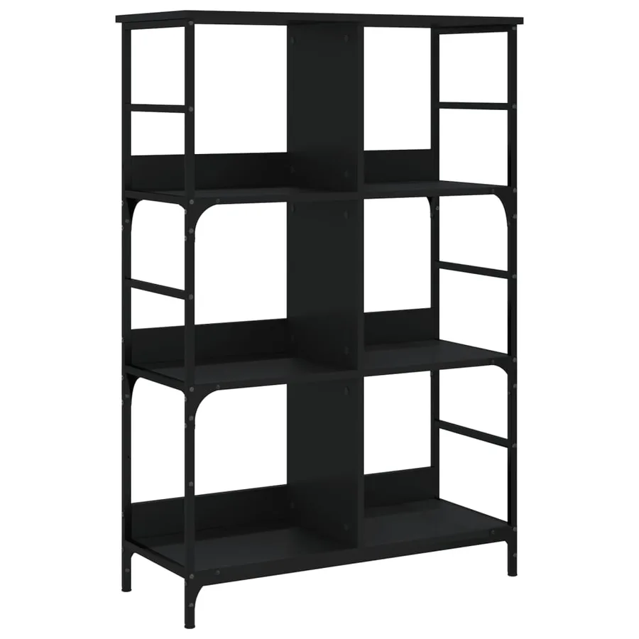 Bibliothèque noir 78,5x33x117,5 cm bois d'ingénierie - 2