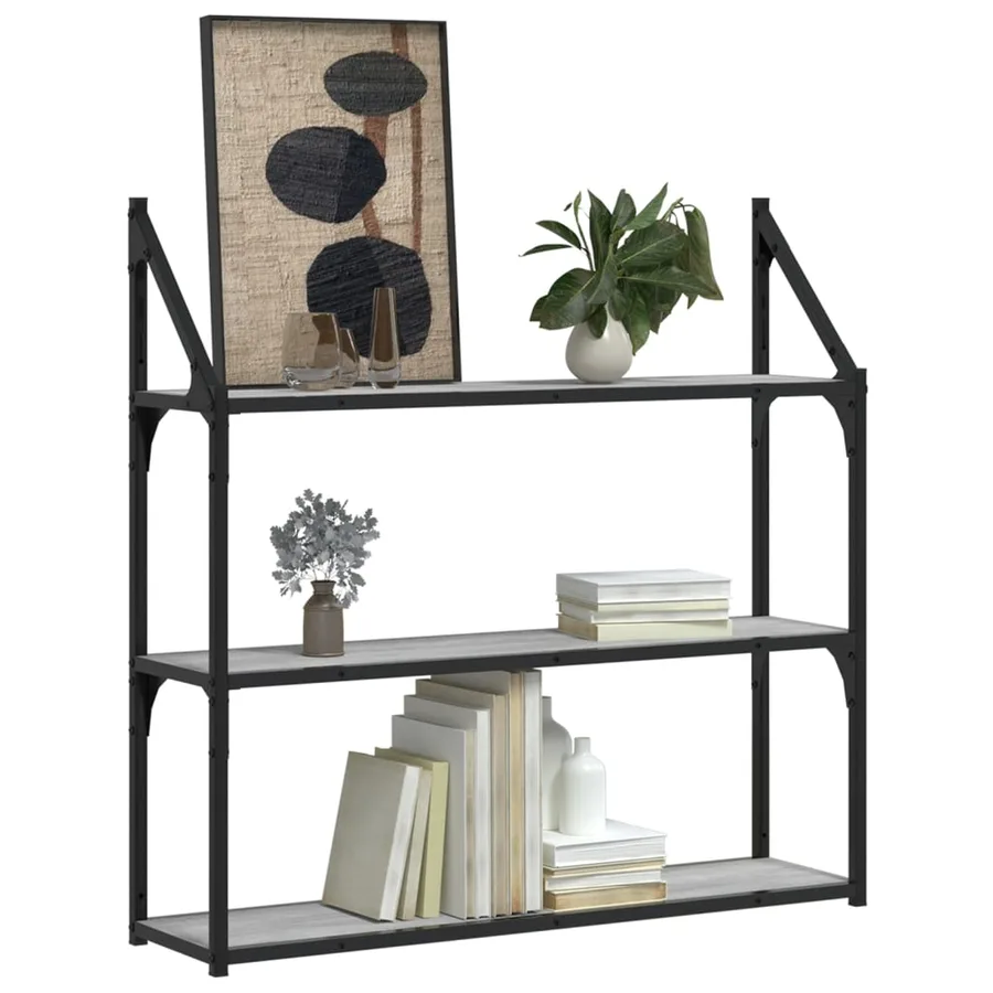 Étagère murale 3 niveaux sonoma gris 80x21x78,5 cm - 3